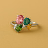 "Color Harmony" – sterling silver ring with multicolor tourmalines and cubic zirconia