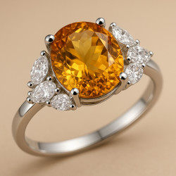 "Golden Radiance" – sterling silver ring with citrine and cubic zirconia