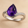 "Mystic Drop" – sterling silver ring with amethyst and cubic zirconia
