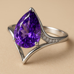 “Mystery” – Sterling Silver Ring with Amethyst and Zirconia