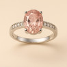 Sterling Silver Ring "Pink Glow" with Rose Quartz and Zirconia | Elegant Jewelry