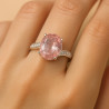 "Charm" – Sterling Silver Ring with Rose Quartz and Zircons .Elegance and Symbolism