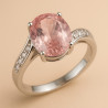"Charm" – Sterling Silver Ring with Rose Quartz and Zircons .Elegance and Symbolism