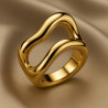 “Tide” Ring – women’s stainless steel ring with yellow gold plating . Modern jewelry