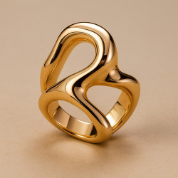 “Silhouette” Ring – Women’s stainless steel ring with yellow gold plating
