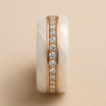 "Aura" Ring – White Ceramic, Rose Gold & Zircons