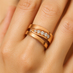 Ring "Spark" – stainless steel with zirconia and rose gold plating