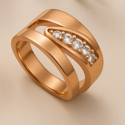 Ring "Spark" – stainless steel with zirconia and rose gold plating