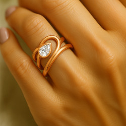 Ring "Embrace" – rose gold plating with teardrop zircon