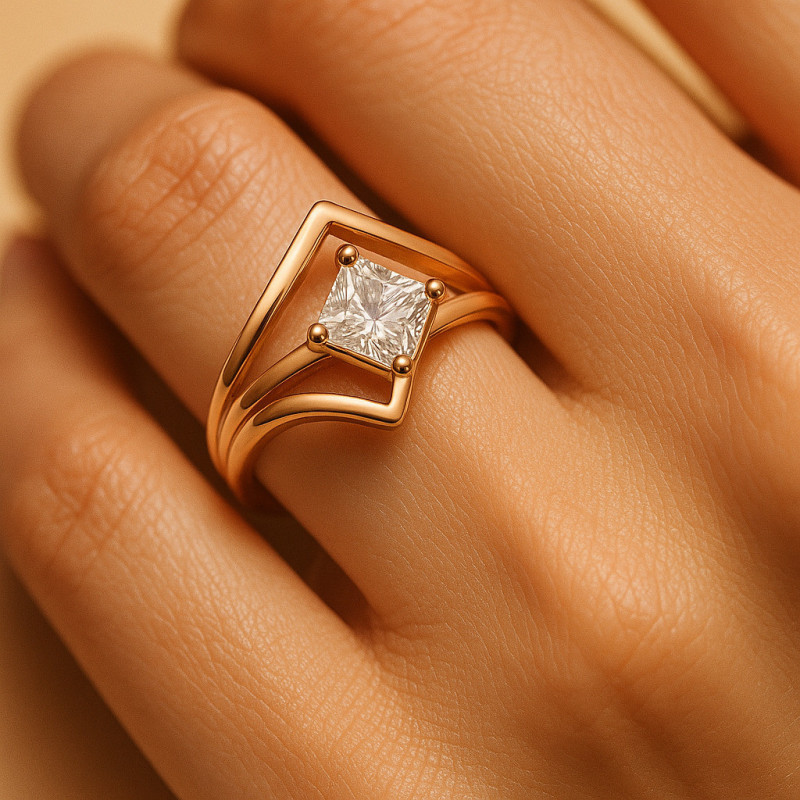 "Geometry" Ring – Women’s Ring with Square Zircon and Rose Gold Plating "Geometry" Ring – Women’s Ring with Square Zircon and Rose Gold Plating
