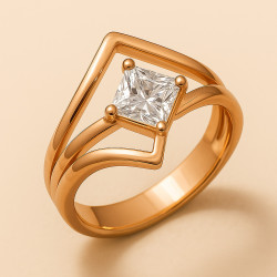"Geometry" Ring – Women’s Ring with Square Zircon and Rose Gold Plating