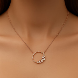 Sterling Silver Necklace with Rose Gold Plating and Zirconia “Eternal Blossom” – 42+5 cm