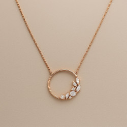 Sterling Silver Necklace with Rose Gold Plating and Zirconia “Eternal Blossom” – 42+5 cm
