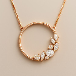 Sterling Silver Necklace with Rose Gold Plating and Zirconia “Eternal Blossom” – 42+5 cm