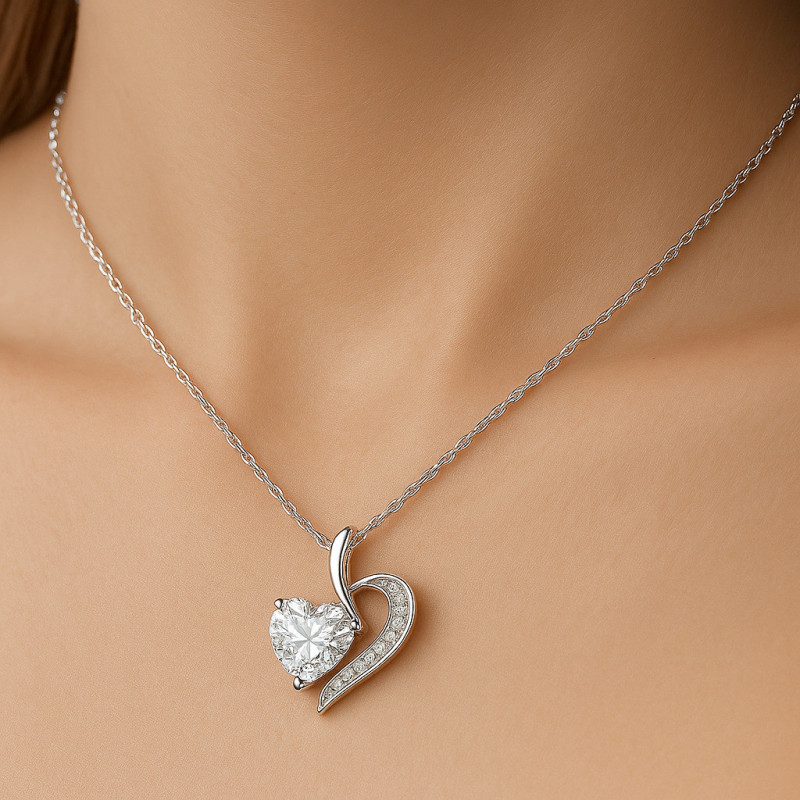 Sterling Silver Necklace “Shining Love” with Heart and Zirconia – 42+5 cm Sterling Silver Necklace “Shining Love” with Heart and Zirconia – 42+5 cm