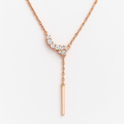 Women’s Sterling Silver Necklace “Sparkling Line” with Rose Gold Plating and Zirconia – 50+5 cm