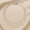 Sterling Silver Necklace “Silver Melody” – triple layered with beads, 42/46/50+5 cm