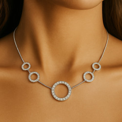 Sterling Silver Necklace “Sparkling Symmetry” with Zirconia – 42+5 cm