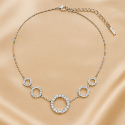 Sterling Silver Necklace “Sparkling Symmetry” with Zirconia – 42+5 cm