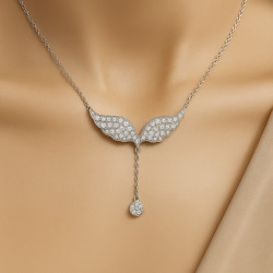 Sterling Silver Necklace “Angel Shine” with Zirconia – 50+5 cm, silver or rose gold