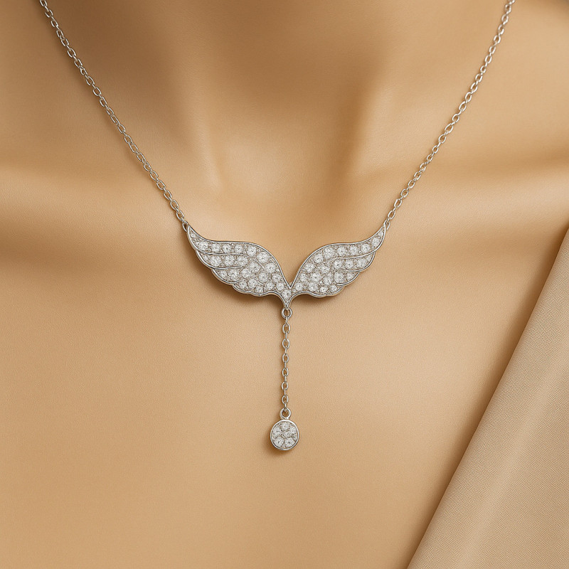 Sterling Silver Necklace “Angel Shine” with Zirconia – 50+5 cm, silver or rose gold Sterling Silver Necklace “Angel Shine” with Zirconia – 50+5 cm, silver or rose gold