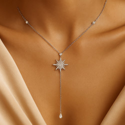 Sterling Silver Necklace “Polar Star” with Zirconia – 55+5 cm