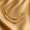 Women’s Sterling Silver Necklace “Triple Charm” with Yellow Gold Plating – 42+46 cm