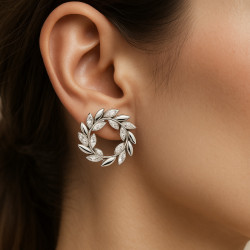 "Wreath of Radiance" earrings – Rhodium-plated silver earrings with zircons