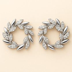 "Wreath of Radiance" earrings – Rhodium-plated silver earrings with zircons