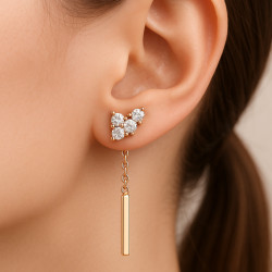 "Linea" earrings – Silver with rose gold plating and zircons