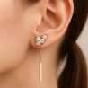 "Linea" earrings – Silver with rose gold plating and zircons