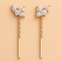 "Linea" earrings – Silver with rose gold plating and zircons