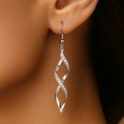 "Spiral of Elegance" earrings – silver , yellow gold plated and rose gold plated ,with zircons