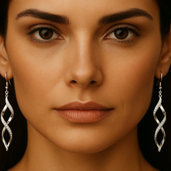 "Spiral of Elegance" earrings – silver , yellow gold plated and rose gold plated ,with zircons