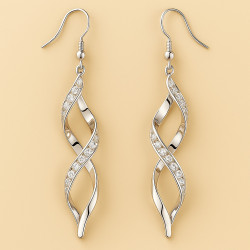 "Spiral of Elegance" earrings – silver , yellow gold plated and rose gold plated ,with zircons