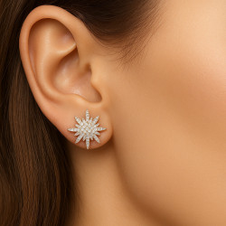 "Polar Star" earrings – Silver with rhodium plating and zircons
