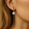 "Floral Spark" earrings – Silver with rhodium plating and zircons, 9 cm