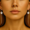 "Floral Spark" earrings – Silver with rhodium plating and zircons, 9 cm