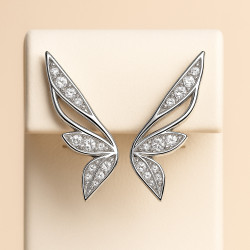 "Wing of Light" earrings – Silver with rhodium plating and zircons