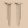 "Cascade of Light" earrings – Long earrings with zircons and chains, 11 cm