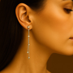 "Silver Melody" earrings – Silver with rhodium plating and polished beads