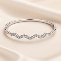 Bracelet “Wave of Light” – 925 Sterling Silver, Rhodium Plated, Zircon, 20 cm
