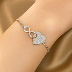 Гривна „Вечна любов“ – Сребро 925, родиево покритие, циркони