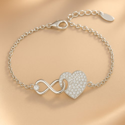 Гривна „Вечна любов“ – Сребро 925, родиево покритие, циркони