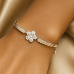 Bracelet “Floral Spark” – 925 Sterling Silver, Rhodium Plated, Zircon