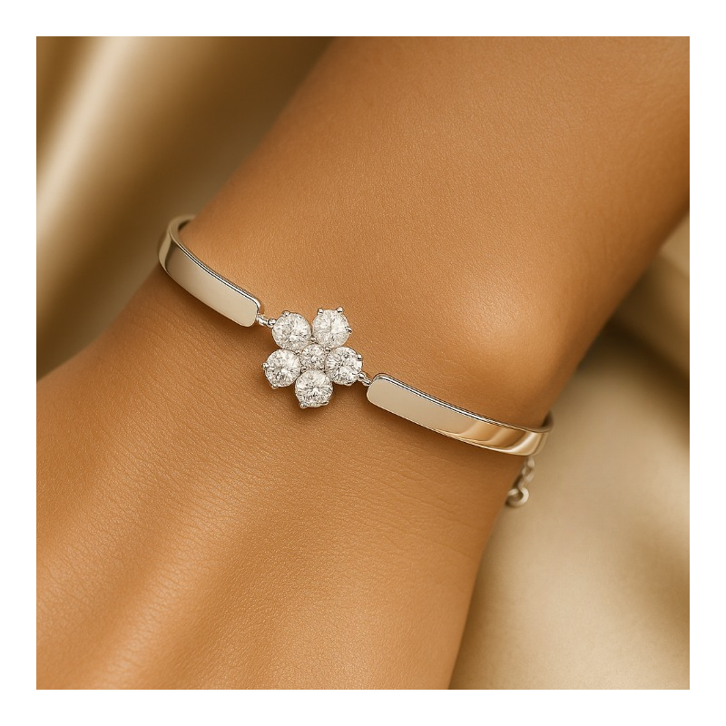 Bracelet “Floral Spark” – 925 Sterling Silver, Rhodium Plated, Zircon Bracelet “Floral Spark” – 925 Sterling Silver, Rhodium Plated, Zircon
