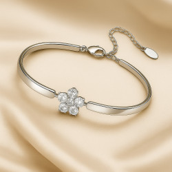 Bracelet “Floral Spark” – 925 Sterling Silver, Rhodium Plated, Zircon