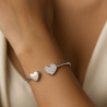 Bracelet “Two Hearts” – 925 Sterling Silver, Rhodium Plated, Zircon