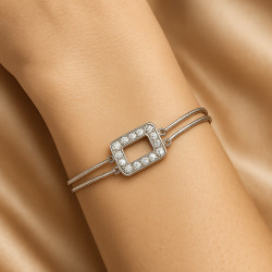 Bracelet “Linear Sparkle” – 925 Sterling Silver, Rhodium Plated, Zircon