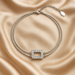 Bracelet “Linear Sparkle” – 925 Sterling Silver, Rhodium Plated, Zircon